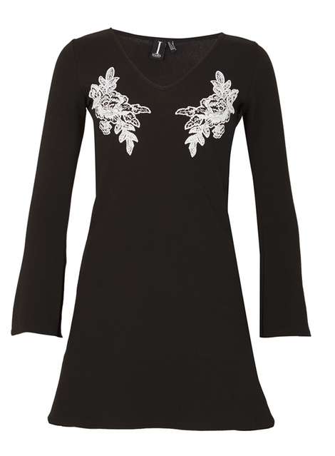 *Izabel London Black Embroidered Shift Dress